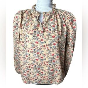 House Of Harlow 1960 Blouse Vintage Floral Cottage Peasant Ruffle Small